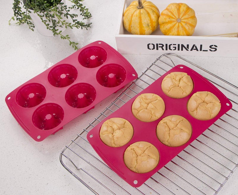 Webake Fancy Fluted Tube Cake Pan Non-stick Silicone Mini Tube Cake Baking Pan Kugelhopf Cake Mold Pack of 2 - Image 2
